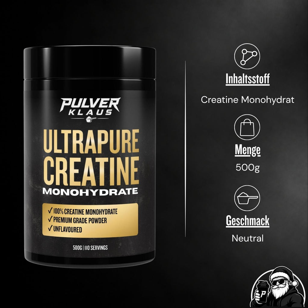 Kreatinmonohydrat-Dose PULVER KLAUS mit Angaben: 500 g, neutral