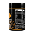Matrix Pre-Workout Booster Dose, Rückseite mit Nährstofftabelle
