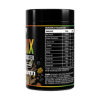 Matrix Pre-Workout Booster Dose, Rückseite mit Nährstofftabelle