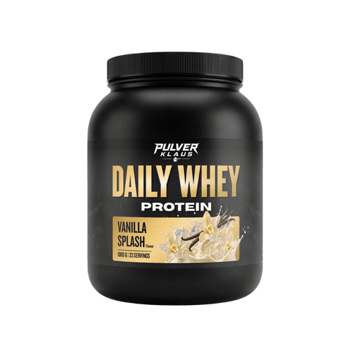 Proteinpulver-Dose 1 kg mit „Daily Whey Protein“-Aufdruck, Vanilla Splash